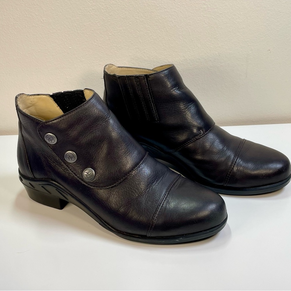 Ariat 3 Snap Spat Dark Brown Leather Chelsea Ankle Bootie Western Cowgirl Size 7